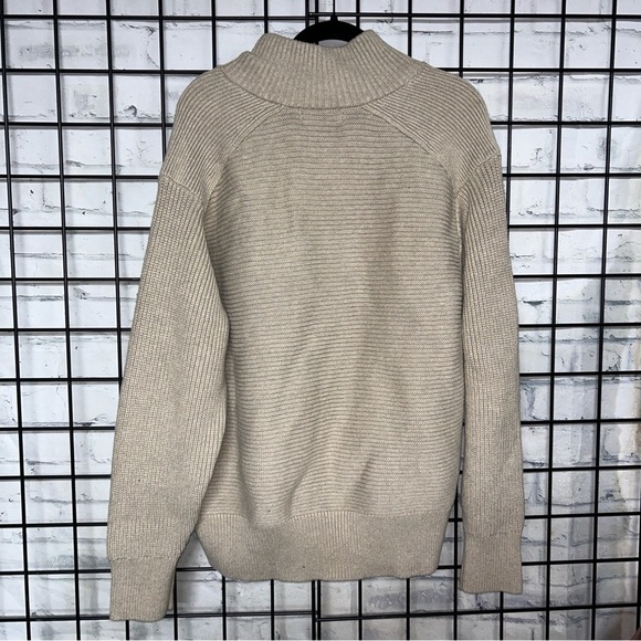 Banana Republic Ribbed Half-Zip Knit Pullover Sweater NWT Retired Style Tan - Picture 3 of 6